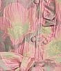 Abbey Glass Floral Print Sadie Ruffle Short Sleeve Tie Waist Tiered Pocketed Midi Dress, Color:Pink Paradise - Image 3