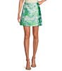 Abbey Glass Jessica Floral Jacquard Mini Skirt, Color:Green Abstract - Image 1
