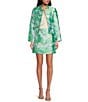 Abbey Glass Jessica Floral Jacquard Mini Skirt, Color:Green Abstract - Image 3