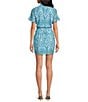 Abbey Glass Katie Button Down Collar Short Sleeve Eyelet Mini Shirt Dress, Color:Blue Eyelet - Image 2