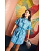 Abbey Glass Katie Button Down Collar Short Sleeve Eyelet Mini Shirt Dress, Color:Blue Eyelet - Image 4