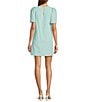 Abbey Glass Marty Stripe Print Crew Neckline Short Puff Sleeve Poplin Mini Shift Dress, Color:Turquoise Stripe - Image 2
