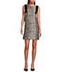 Abbey Glass Michelle Floral Jacquard Boat Neck Sleeveless Bow Shoulder Mini Shift Dress, Color:Burst Bloom - Image 1