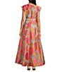 Abbey Glass Olivia Printed Round Neckline Cap Sleeve Organza A-Line Gown, Color:Coral Pansy - Image 2