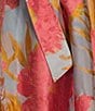 Abbey Glass Olivia Printed Round Neckline Cap Sleeve Organza A-Line Gown, Color:Coral Pansy - Image 3