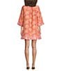 Abbey Glass Piper V-Neck 3/4 Sleeve Caftan Mini Dress, Color:Hot Coral - Image 2