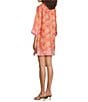 Abbey Glass Piper V-Neck 3/4 Sleeve Caftan Mini Dress, Color:Hot Coral - Image 4
