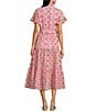 Abbey Glass Sadie Eyelet Short Ruffle Sleeve Self Tie Tiered Skirt A-Line Midi Dress, Color:Lavender Eyelet - Image 2