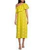 Color:Yellow - Image 1 - Sutton Lace 3D Floral Ruffle One Shoulder Midi Dress
