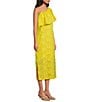 Color:Yellow - Image 3 - Sutton Lace 3D Floral Ruffle One Shoulder Midi Dress