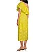 Color:Yellow - Image 4 - Sutton Lace 3D Floral Ruffle One Shoulder Midi Dress
