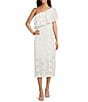 Color:White 3D - Image 1 - Sutton Lace 3D Floral Ruffle One Shoulder Midi Dress