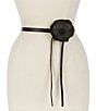 Color:Black - Image 1 - .86#double; Flower Tie Leather Belt