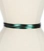 Color:Dark Green - Image 1 - 0.86#double; Metallic Leather Skinny Wrap Belt