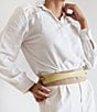 Color:Vogue Woven Miel Combo - Image 3 - Classic Leather Wrap Belt