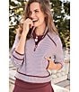Addison Bay Bainbridge Stand Collar Long Sleeve Quarter-Zip Sweatshirt, Color:Super White/Lacquer Stripe - Image 6