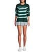 Addison Bay Carlyle Stripe Print Crew Neck Long Sleeve Sweater, Color:Ivy Stripe - Image 3