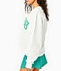 Color:White/Palm - Image 3 - Collegiate Style Long Sleeve Crew Neck Sweatshirt