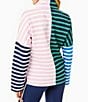 Color:Multi Stripe - Image 2 - Delancey Stand Collar Long Sleeve Zip Front Pullover