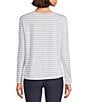 Addison Bay Everyday Stripe Print Scoop Neck Long Sleeve Top, Color:Super White/Lavender Stripe - Image 2