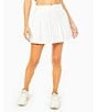Color:White - Image 1 - High Waisted Pleated Performance Clubhouse Tennis Skort
