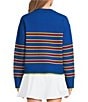 Addison Bay Junior Carlyle Stripe Crew Neck Long Sleeve Cropped Sweater - Image 2