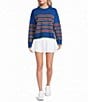Addison Bay Junior Carlyle Stripe Crew Neck Long Sleeve Cropped Sweater - Image 3