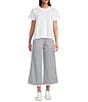 Addison Bay Lennon Stripe Print Wide Leg Coordinating Pull-On Crop Pants, Color:Navy Stripe - Image 5