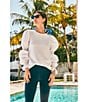 Color:White - Image 4 - Long Sleeve Prep Mixed Media Long Puff Sleeve Pullover Top