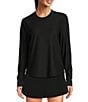 Addison Bay Palmetto Long Sleeve Crew Neck Shirttail T-Shirt, Color:Black - Image 1