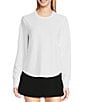 Addison Bay Palmetto Long Sleeve Crew Neck Shirttail T-Shirt, Color:White - Image 1