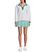 Addison Bay Racquet Stripe Print Active Skort, Color:Green Print - Image 3