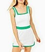 Color:White/Palm - Image 1 - Rally Performance Square Neck Sleeveless Colorblock A-Line Dress