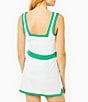 Color:White/Palm - Image 2 - Rally Performance Square Neck Sleeveless Colorblock A-Line Dress