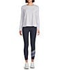 Addison Bay Spruce High Rise Full Length Colorblock Leggings, Color:Navy/Super White/Violet Stripe - Image 3