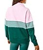 Addison Bay Stripe Color Block Varsity Quarter Zip Long Sleeve Pullover, Color:Petal/Ivy - Image 2