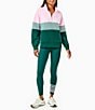 Addison Bay Stripe Color Block Varsity Quarter Zip Long Sleeve Pullover, Color:Petal/Ivy - Image 4
