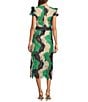 Color:Navy/Green/Cream - Image 2 - Crochet Lace V-Neck Flutter Short Sleeve Midi Dress