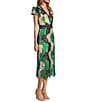 Color:Navy/Green/Cream - Image 3 - Crochet Lace V-Neck Flutter Short Sleeve Midi Dress