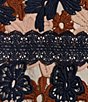 Color:Navy/Toffee Multi - Image 4 - Floral Crochet Lace V Neckline Short Sleeve Midi Dress