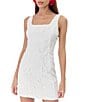 Adelyn Rae Julia 3D Lace Square Neck Sleeveless Sheath Mini Dress, Color:White - Image 3