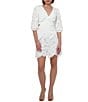 Adelyn Rae Lace V-Neck Short Sleeve Side Cutout Sheath Mini Dress, Color:White - Image 1