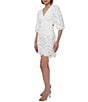 Adelyn Rae Lace V-Neck Short Sleeve Side Cutout Sheath Mini Dress, Color:White - Image 3