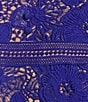 Color:Blue - Image 3 - Lace V Neckline Short Puff Sleeve Midi Dress
