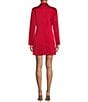Color:Red - Image 2 - Long Sleeve Surplice Notch Collar Woven Satin Double Breasted Tuxedo Mini Dress
