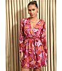 Color:Ultra Pink - Image 5 - Printed Surplice V-Neck Long Sleeve Mini Dress
