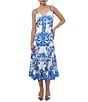Adelyn Rae Rhegan Satin Floral Print V Neck Sleeveless Slip Midi Dress, Color:Electric Blue - Image 3