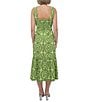 Adelyn Rae Rose Eyelet Embroidered Print Square Neck Sleeveless Fit and Flare Midi Dress, Color:Lime/Sage - Image 2