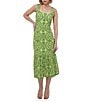 Adelyn Rae Rose Eyelet Embroidered Print Square Neck Sleeveless Fit and Flare Midi Dress, Color:Lime/Sage - Image 3