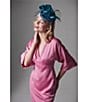 Color:Pink - Image 4 - Satin V-Neck Long Bell Sleeve Mini Dress